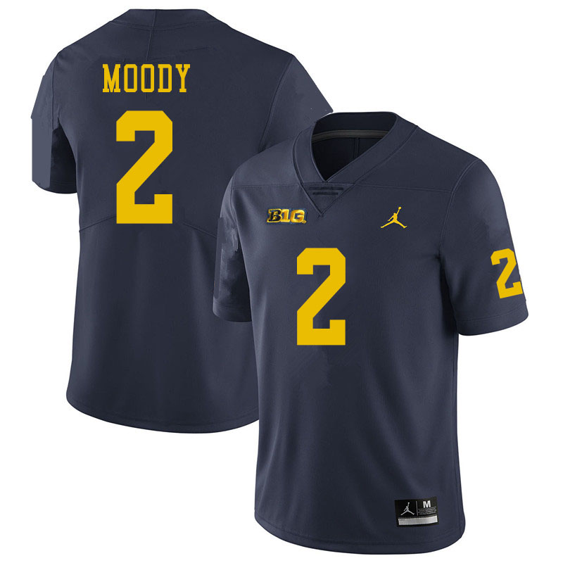 Men #2 Jake Moody Michigan Wolverines College Football Jerseys Sale-Navy